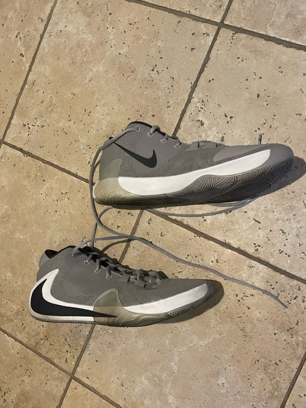 Nike Gray Basketball Sneakers with Black and White Swoosh